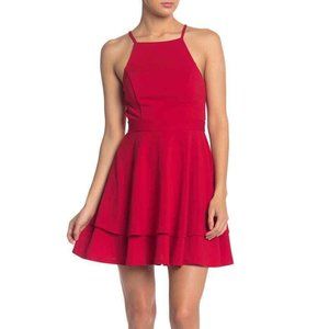 ROWA Women's Lace Sequin Back Skater Mini Dress Red Size XL NWT